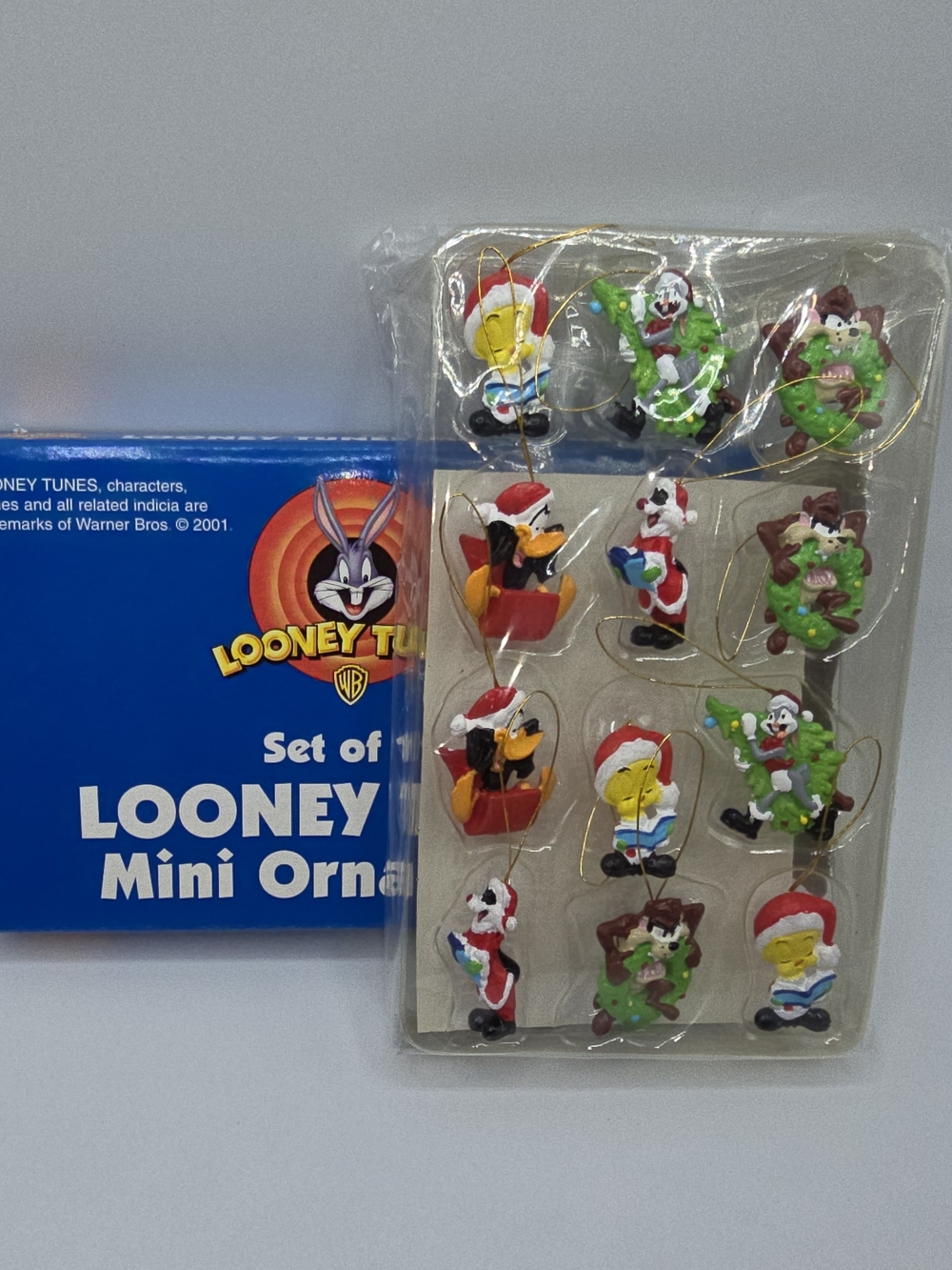 Vintage Looney Tunes Holiday Christmas Mini Ornaments Set of 12 NIB Warner Bros.